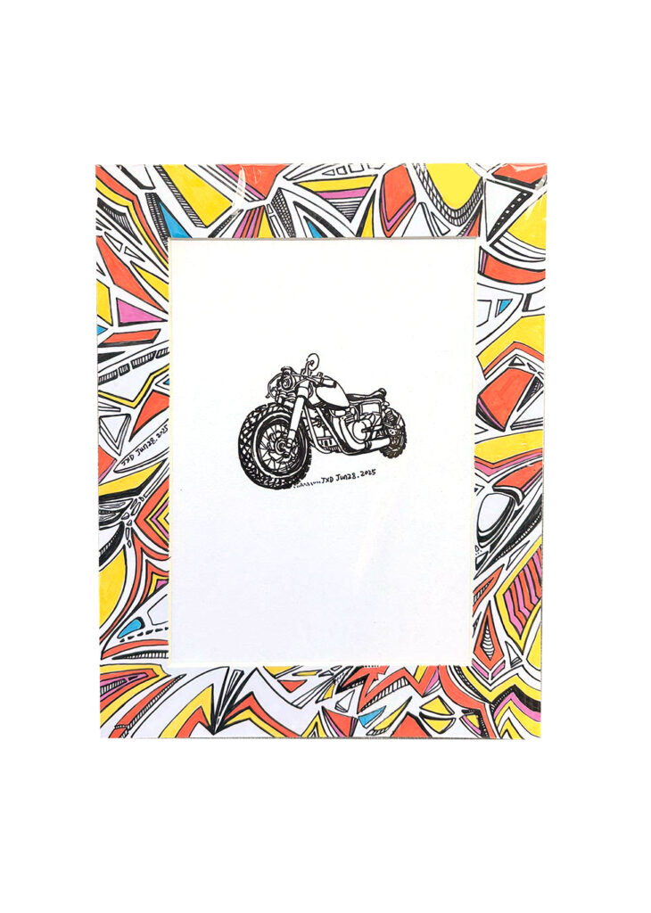 Abstract Frame with A Motorcycle
