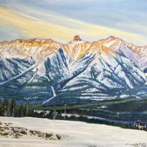 Banff Mountain Sunset Oil Painting