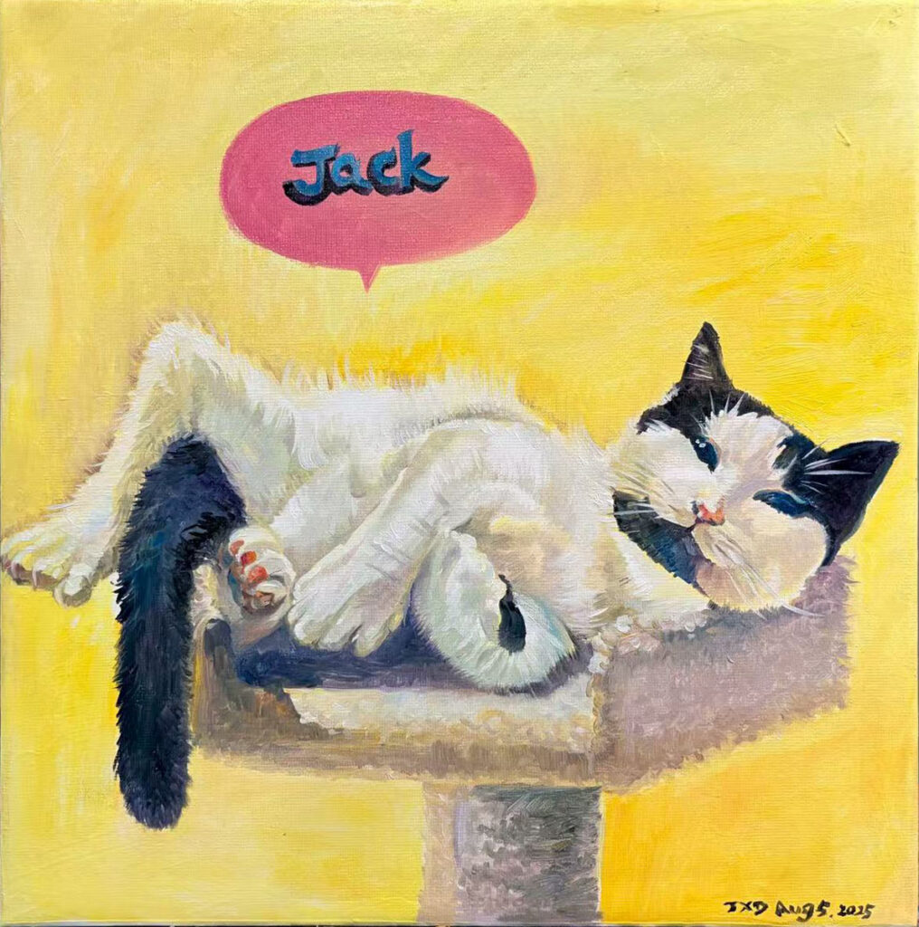 Rose Cat Oil Painting